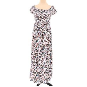 Guess Floral Off Shoulder Maxi Dress Womens Size S Smocked Summer Vacation